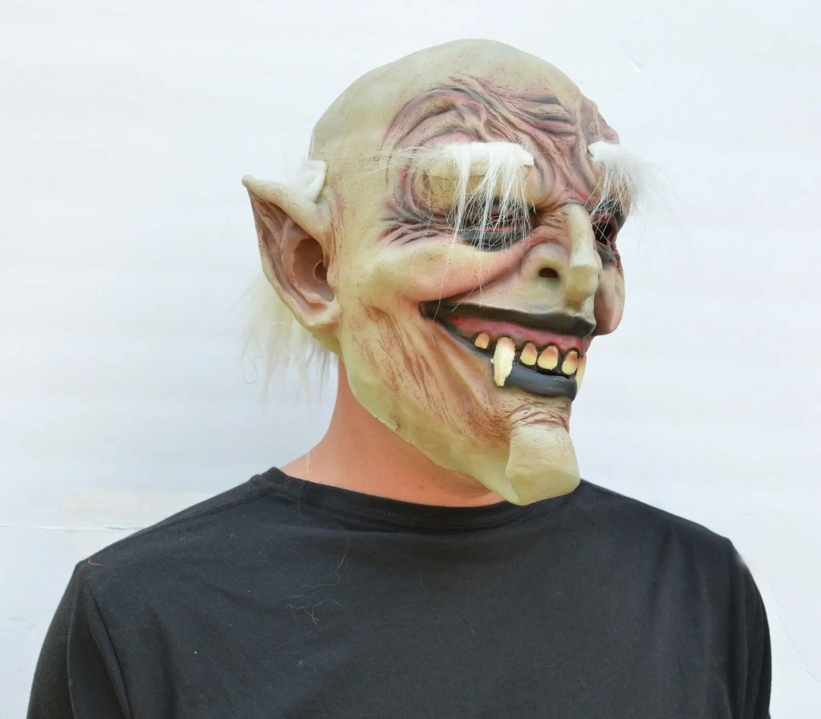Halloween Vampire Mask Scary Latex Old Vampire Dracula Costume Mask with Hair