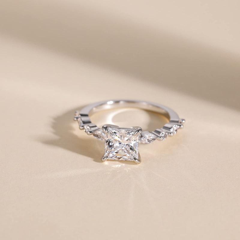 EAMTI 2CT 925 Sterling Silver Ring Princess Cut CZ Engagement Ring Marquise & Round Cubic Zirconia Wedding Band for Women EAMTI 2CT 925 Sterling Silver Ring Princess Cut CZ Engagement Ring Marquise & Round Cubic Zirconia Wedding Band for Women