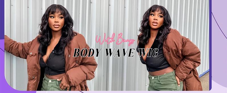 [Valentine's Day Essential] West Kiss Glueless Wig With Bangs Body Wave 5x5 Lace Closure Wig Human Hair Ready To Go Wig TikTokShopHolidayHaul