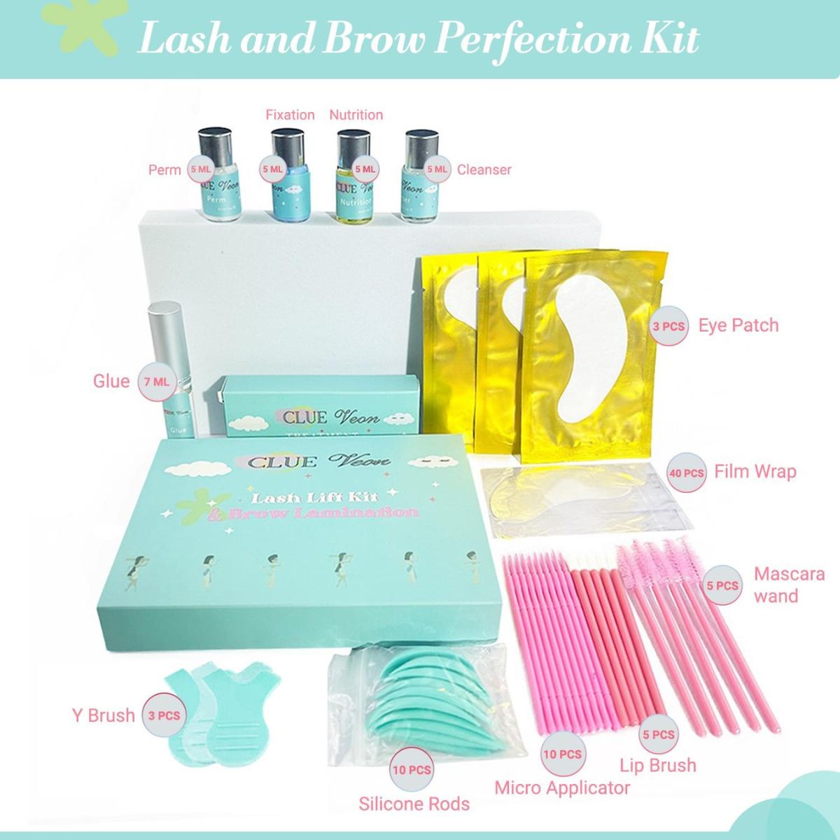 2 in 1 Eye Lash Lifter Kit - Lash and Brow Perfection Kit, Eyelash Perm Kit, Salon-Quality Curling and Semi-Permanent Results with Professional Set: Curling Lotion, Liquid, and Detailed Instructions