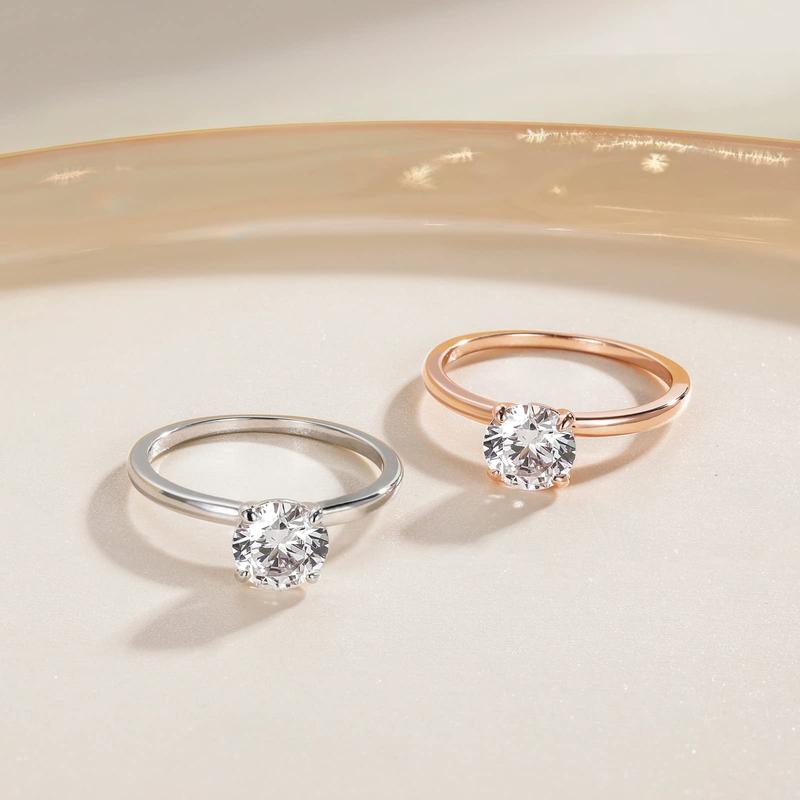 EAMTI 1.5CT 925 Sterling Silver Engagement Rings Round Cut Cubic Zirconia Wedding Promise Rings