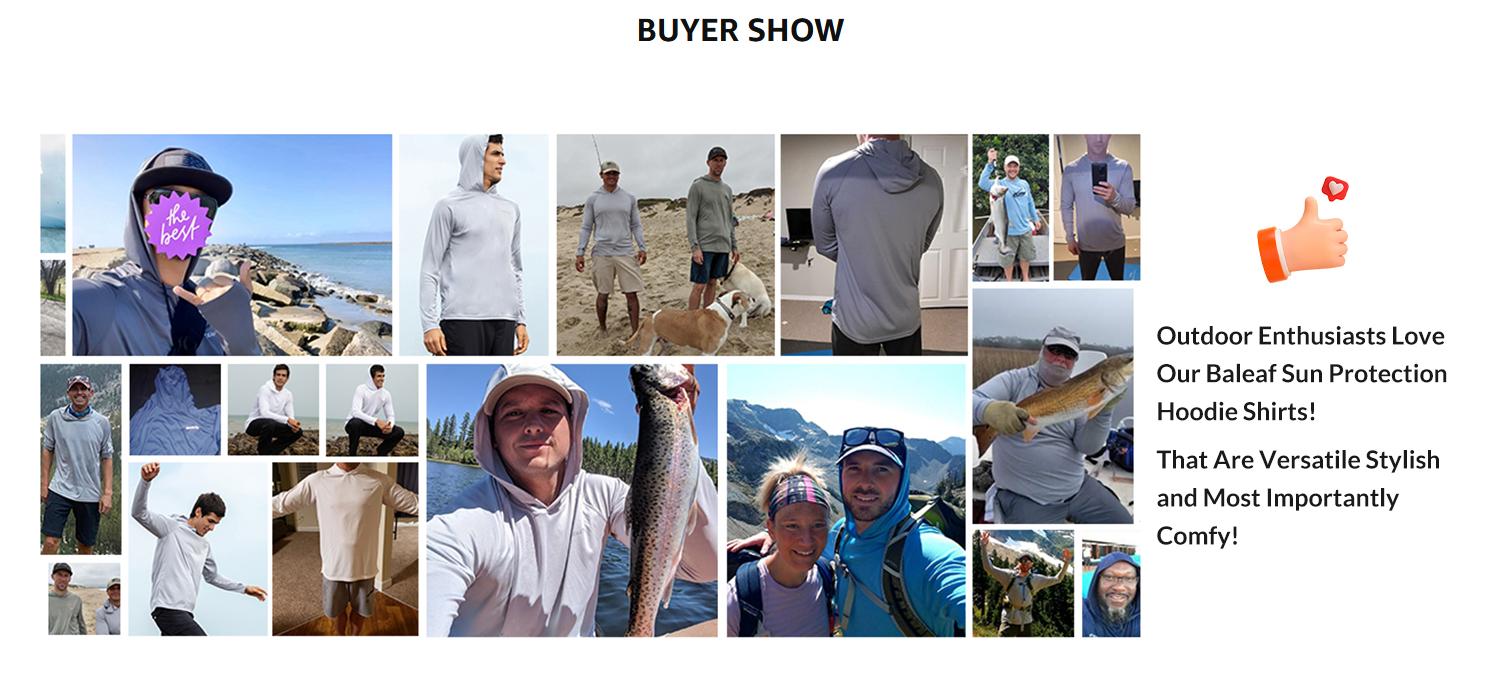 baleaf Men's Sun Protection Hoodie Shirt UPF 50+ Long Sleeve UV SPF T-Shirts Rash Guard Fishing Swimming Lightweight